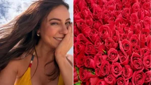 Paolla Oliveira recebe caminhão com 1 milhão de rosas vermelhas hoje em presente de admirador anônimo